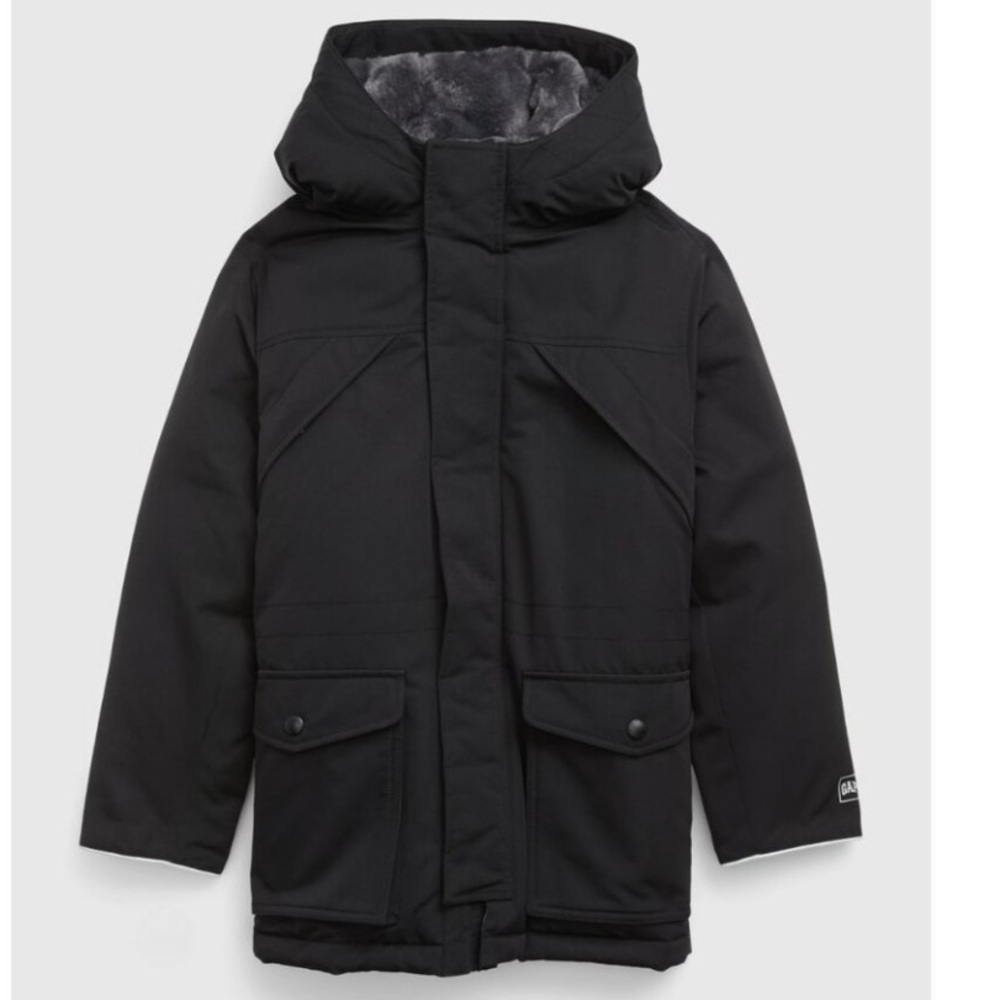 GAP - Kids Parka Winter Jacket, Black,  Size L, Heavyweight, Hood, Pockets, EUC
